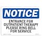 Signmission OSHA Notice, 5" Height, Entrance For Outpatient Therapy Please Ring Sign, 7" X 5", Landscape OS-NS-D-57-L-12099 - alternate 1
